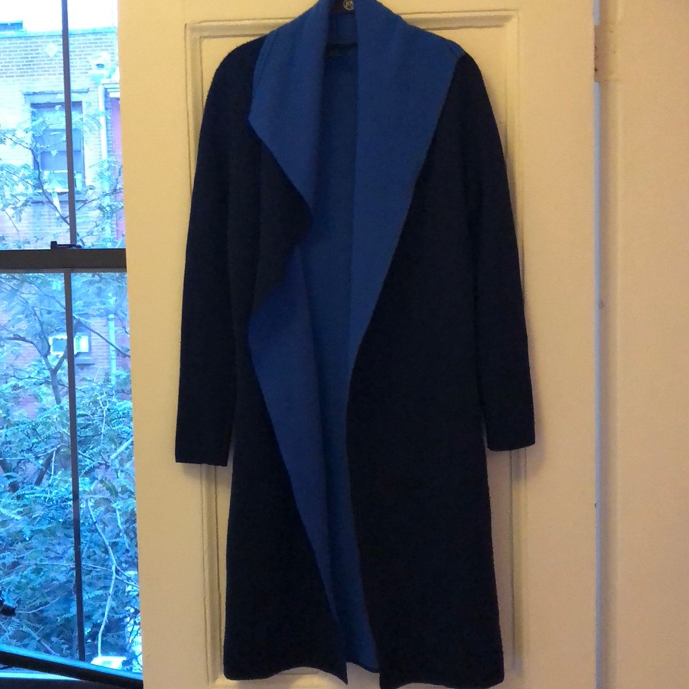 Scoop NYC Long Navy and Blue Wool Sweater - M